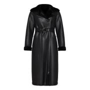 Zwarte Faux Reversible Shearling Lange Jas Cesare Gaspari , Black , Da...