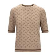 Metallic Logo T-shirt voor vrouwen Herno , Beige , Dames