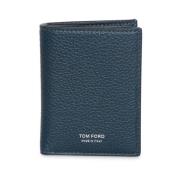 Blauwe Leren Kaarthouder Tom Ford , Blue , Heren