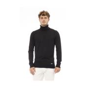 Luxe Zwarte Modal-Cashmere Coltrui Baldinini , Black , Heren