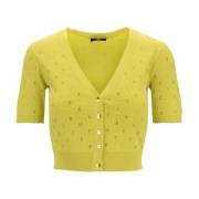 Kristalversierde V-hals Crop Top Elisabetta Franchi , Yellow , Dames