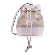 Stijlvolle dames bucket bag met leren afwerking Gucci , Beige , Dames