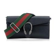 Leren Schoudertas met Magnetische Knoop Gucci , Black , Dames