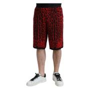 Rode Bermuda Shorts met Luipaardprint Dolce & Gabbana , Red , Heren