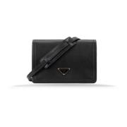 Leren Schoudertas Magnetische Knoop Prada , Black , Dames