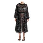 Zijden midi-jurk met polkadots Dolce & Gabbana , Black , Dames