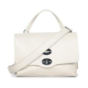 Elegante leren tas met metalen sluiting Zanellato , White , Dames