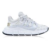 Griekse Stijl Veterschoenen voor Dames Versace , White , Dames