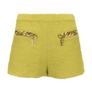 Gouden Metalen Rits Haak Shorts Elisabetta Franchi , Yellow , Dames