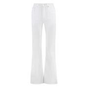 Hoge taille uitlopende jeans met rafelzoom Lois , White , Dames