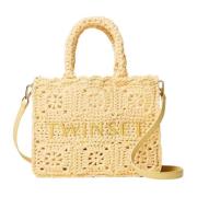 Gele Gehaakte Shopper Tas Bohémienne Twinset , Yellow , Dames