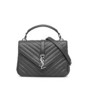 Pre-owned Leather handbags Yves Saint Laurent Vintage , Gray , Dames