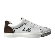 Witte leren sneakers met bruine accenten Dolce & Gabbana , White , Her...