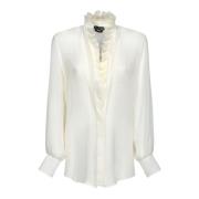 Zijden Georgette Shirt met Verfijnde Kraag Tom Ford , White , Dames