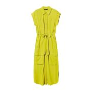 Lange Chemisier Jurk in Crepe de Chine Twinset , Yellow , Dames