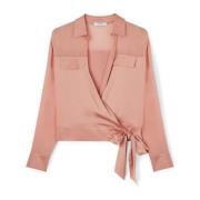 Satijnen blouse met overslag Motivi , Pink , Dames