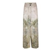 Hoge Taille Groene Bedrukte Broek Liu Jo , Multicolor , Dames