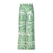 Bloemen Wijde Pijp Broek Stella Forest , Green , Dames