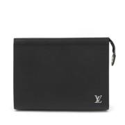 Pre-owned Leather clutches Louis Vuitton Vintage , Black , Heren