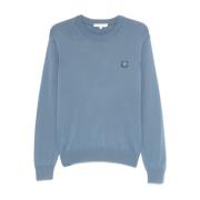 Blauwe Trui met Vos Motief Maison Kitsuné , Blue , Heren