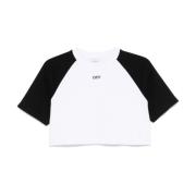 Witte Crew Neck Logo T-shirts Off White , White , Dames