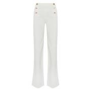 Hoge taille katoenen broek met uitlopende onderkant Twinset , White , ...