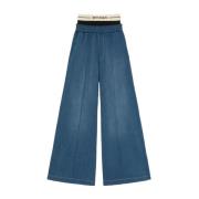 Blauwe Jeans Casual Chic Stijl Palm Angels , Blue , Dames