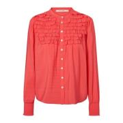 Vrouwelijke Blouse met Ruchedetails RUE de Femme , Red , Dames