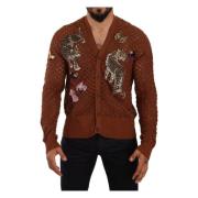 Multicolor Geborduurd Vest Elegantie Dolce & Gabbana , Brown , Heren