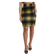 High-Waist Mini Rok met Ruitprint Dolce & Gabbana , Yellow , Dames