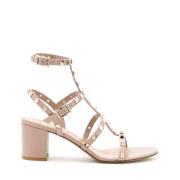 Poederroze Rockstud Kooi Sandalen Valentino Garavani , Pink , Dames