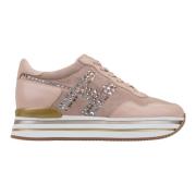 Leren Sneakers met Suède Details Hogan , Pink , Dames