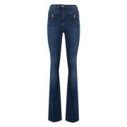 Hoge taille denim broek met strikdetail Elisabetta Franchi , Blue , Da...