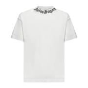 Gotisch Vlamlogo Wit Katoenen T-shirt Palm Angels , White , Heren