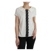 Elegante Off-White Zijden Kant Blouse Dolce & Gabbana , White , Dames