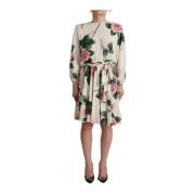 Zijden Bloemen A-Lijn Jurk Dolce & Gabbana , White , Dames