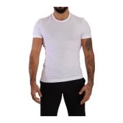 Wit Katoenmix T-shirt met Ronde Halslijn Dolce & Gabbana , White , Her...