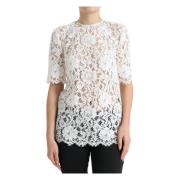 Elegante witte kanten blouse Dolce & Gabbana , White , Dames