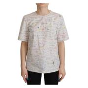 Algebra Print Katoenen Tee Dolce & Gabbana , White , Dames