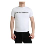 Elegant wit logo ronde hals t-shirt Dolce & Gabbana , White , Heren