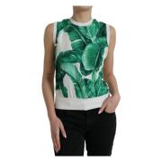 Zijden Bananenblad Print Tank Top Dolce & Gabbana , Multicolor , Dames