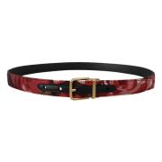 Multicolor Leren Riem met Gouden Gesp Dolce & Gabbana , Red , Heren