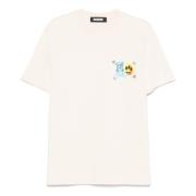 Witte Crew Neck T-shirt met Logo Barrow , White , Heren