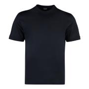 Zijden Katoenen Crew-neck T-shirt met Zijsplitten Ermenegildo Zegna , ...