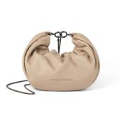 Zachte leren hobo tas met ketting Brunello Cucinelli , Beige , Dames