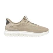 Beige Casual Textiel Sneakers met 3cm Rubberen Zool Geox , Beige , Her...