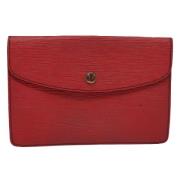 Pre-owned Leather clutches Louis Vuitton Vintage , Red , Dames