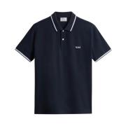 Grafische Polo Shirt met Gestreepte Details Woolrich , Blue , Heren