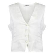 Linnen vest met voorzakken P.a.r.o.s.h. , White , Dames