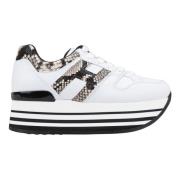 Slangenprint Veterschoenen voor Dames Hogan , White , Dames